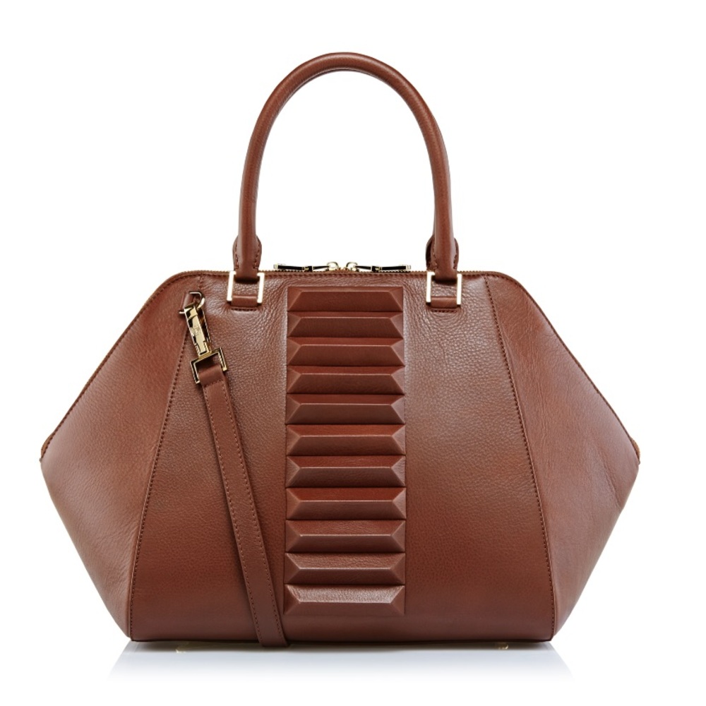 Kristina George brown leather top handle handbag